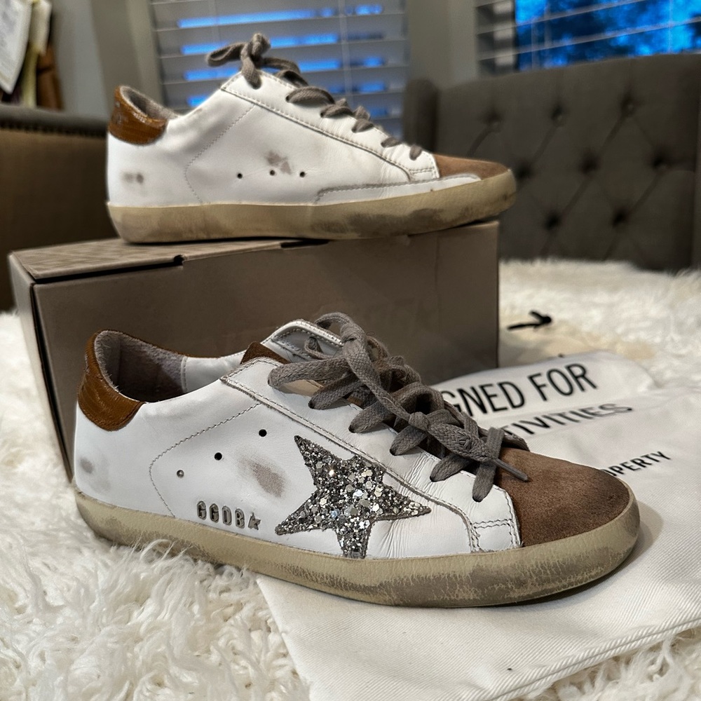 Golden Goose Super Star Classic with Suede and Glitter.
